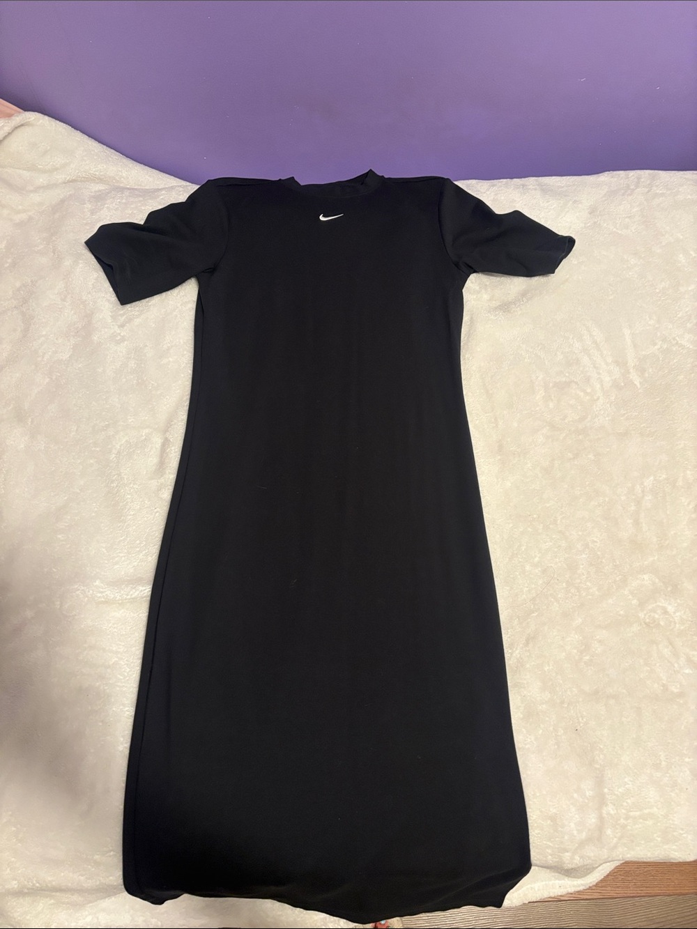 Nike Black Short-Sleeve Midi Dress with Swoosh